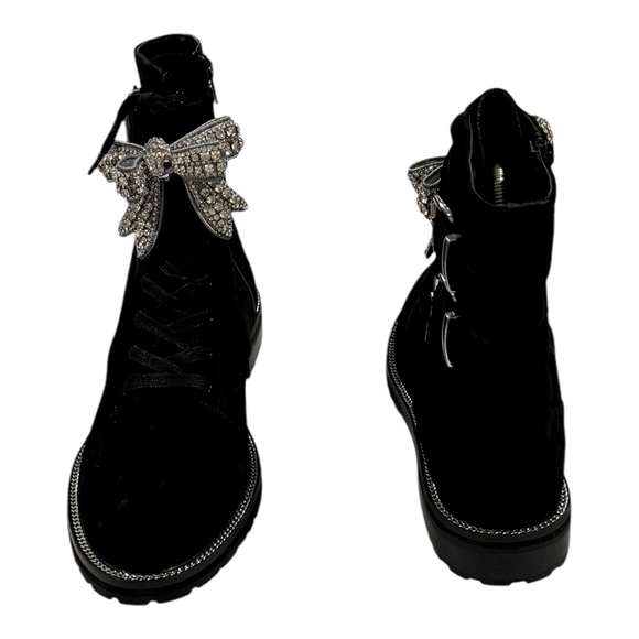 KURT GEIGER Sutton Bow Boot Black Suede Crystal Eagle Bow - Picture 5 of 16